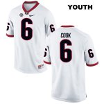 Youth Georgia Bulldogs NCAA #6 James Cook Nike Stitched White Authentic College Football Jersey VMV8754FC